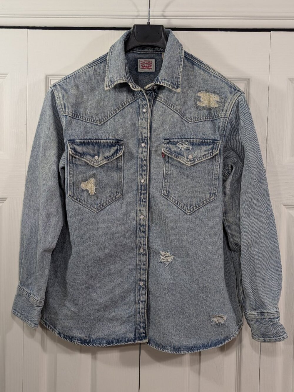Levi's Western Distressed Denim Button Up Shirt